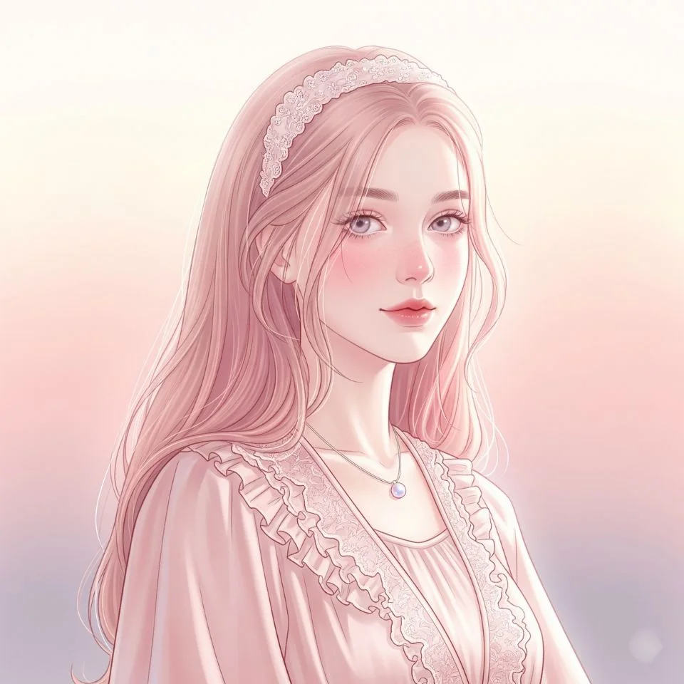 soft pastel portrait of a girl with baby pink tones and gentle lighting