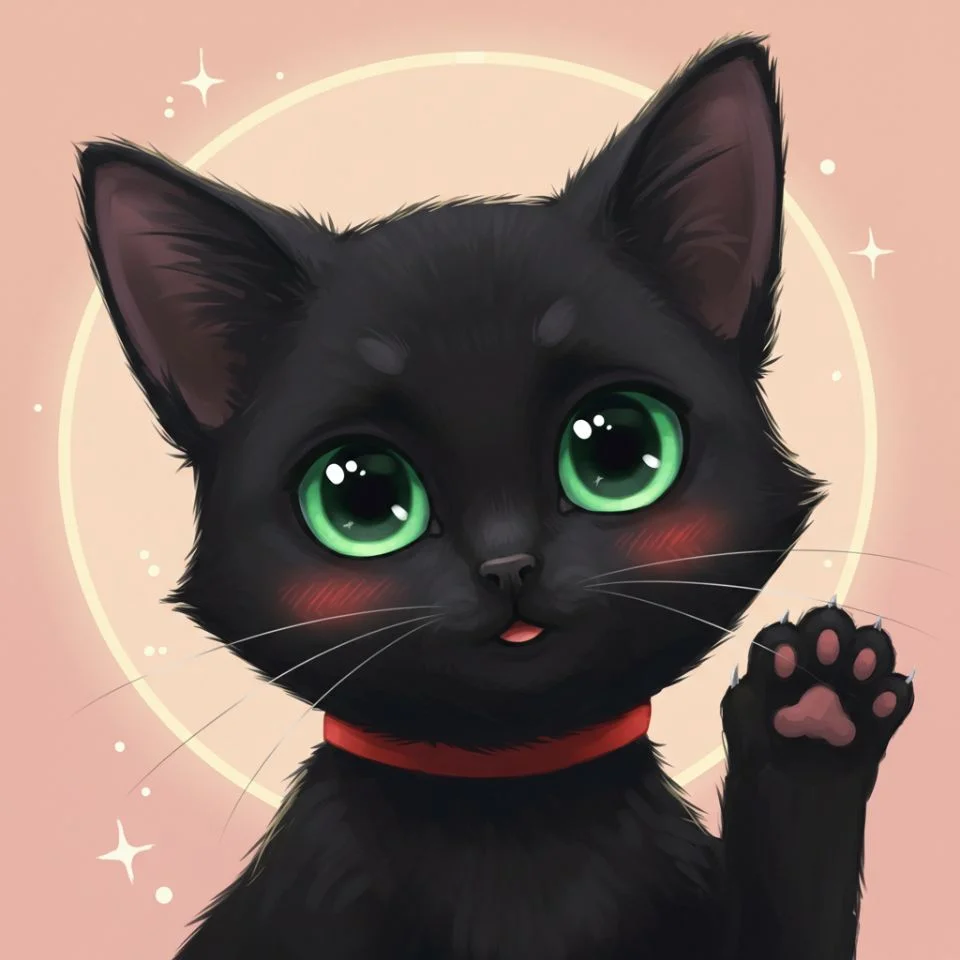black-cat-pfp-cute Cute black cat PFP with playful cartoon style