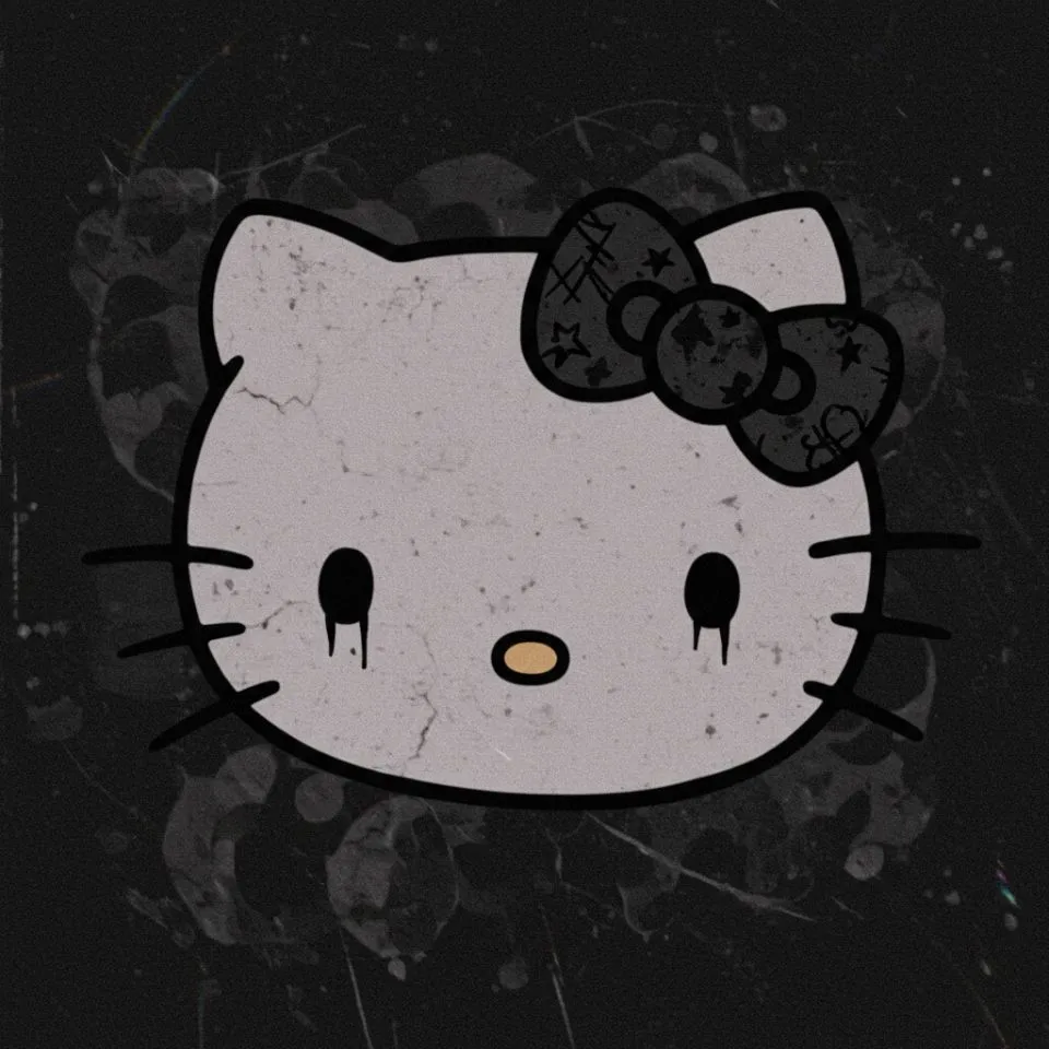 black-hello-kitty-aesthetic Black Hello Kitty PFP with soft grunge details