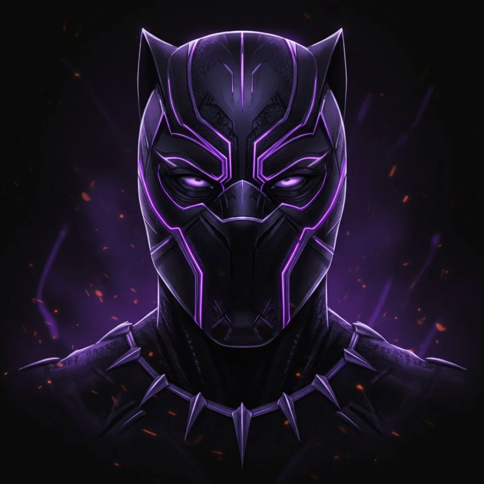black-panther-fanart-pfp Black Panther fanart PFP with glowing purple highlights