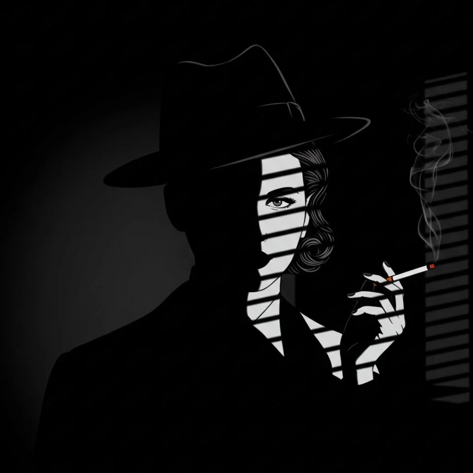 black-pfp-noir-portrait Noir-style black PFP with dramatic shadows and vintage filter