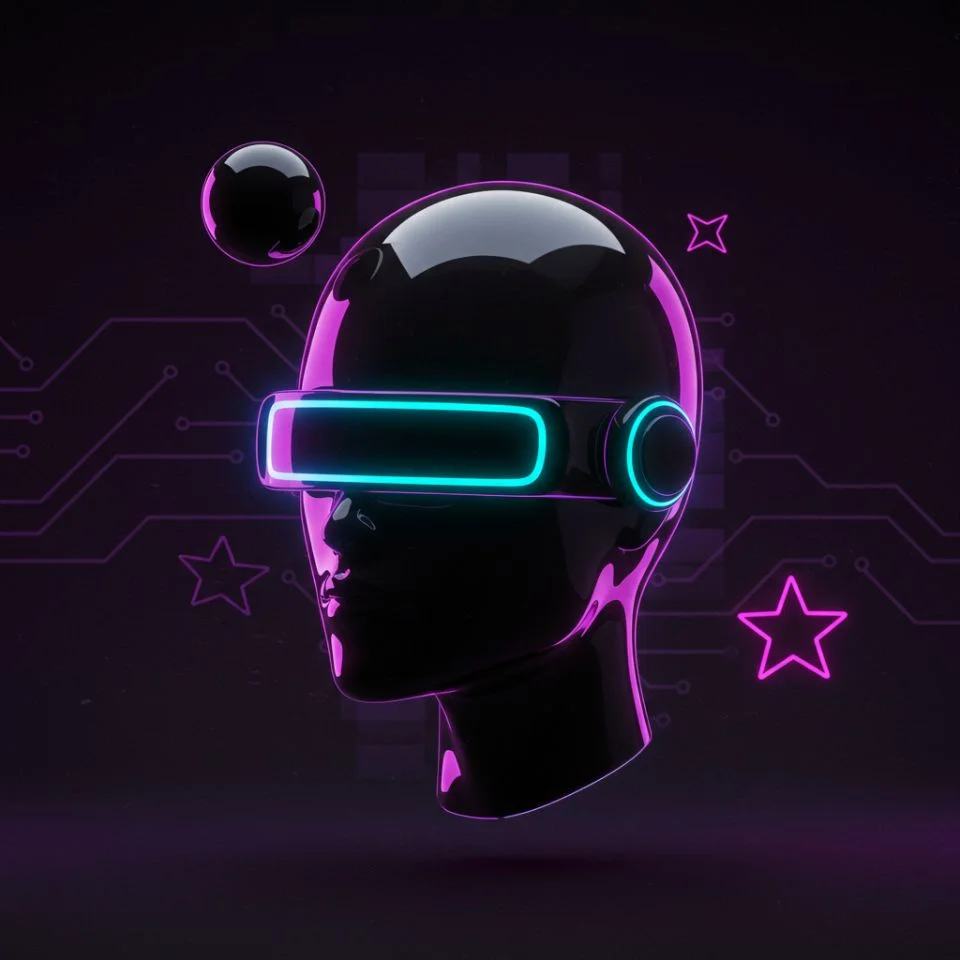 black-pfp-y2k-glossy Y2K black PFP with glossy chrome and neon highlights