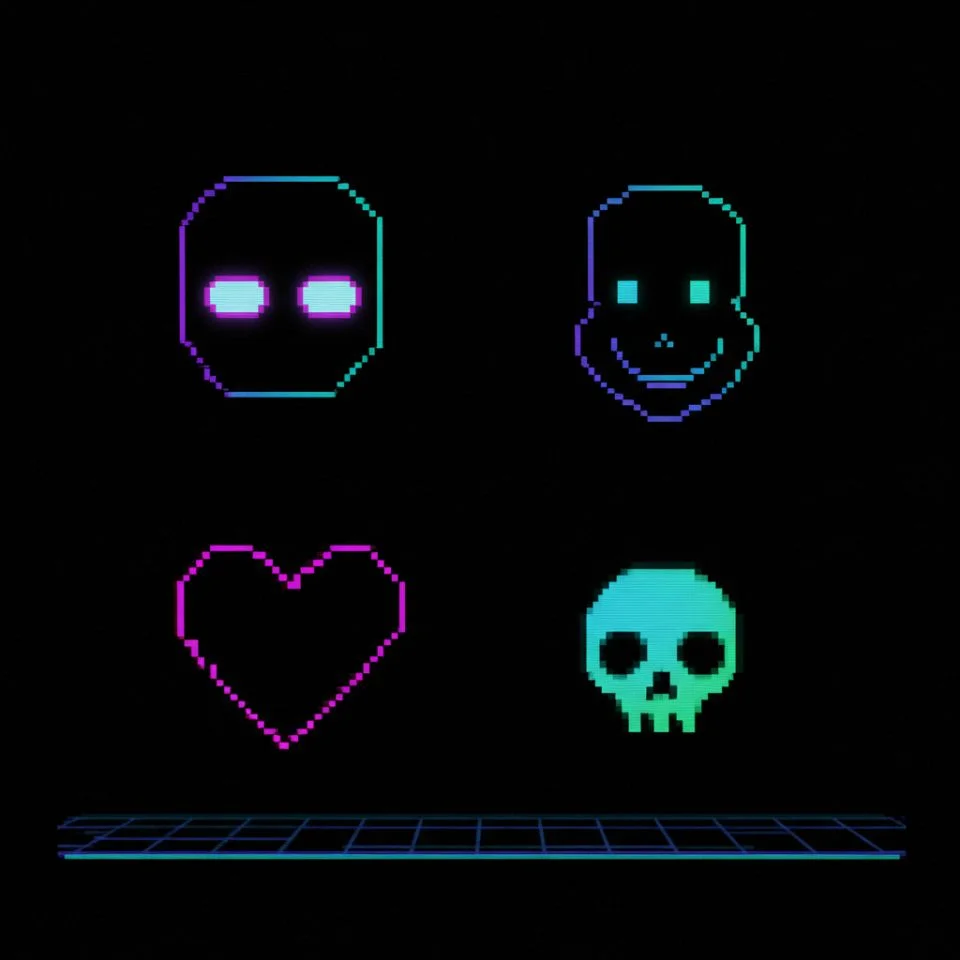 Y2K pixel art black PFP with retro dark aesthetic