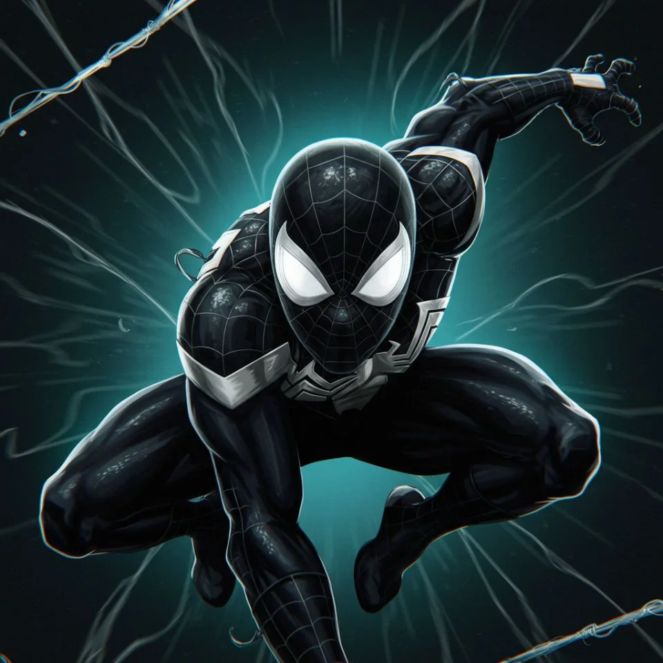 black-spiderman-fanart-pfp Black Spiderman fanart PFP with dynamic action pose