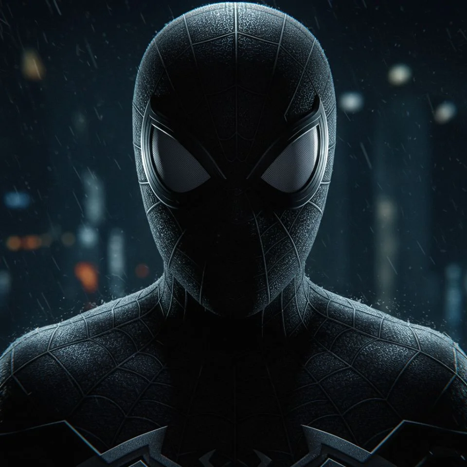 black-spiderman-pfp Black Spiderman PFP — symbiote suit close-up with glowing eyes