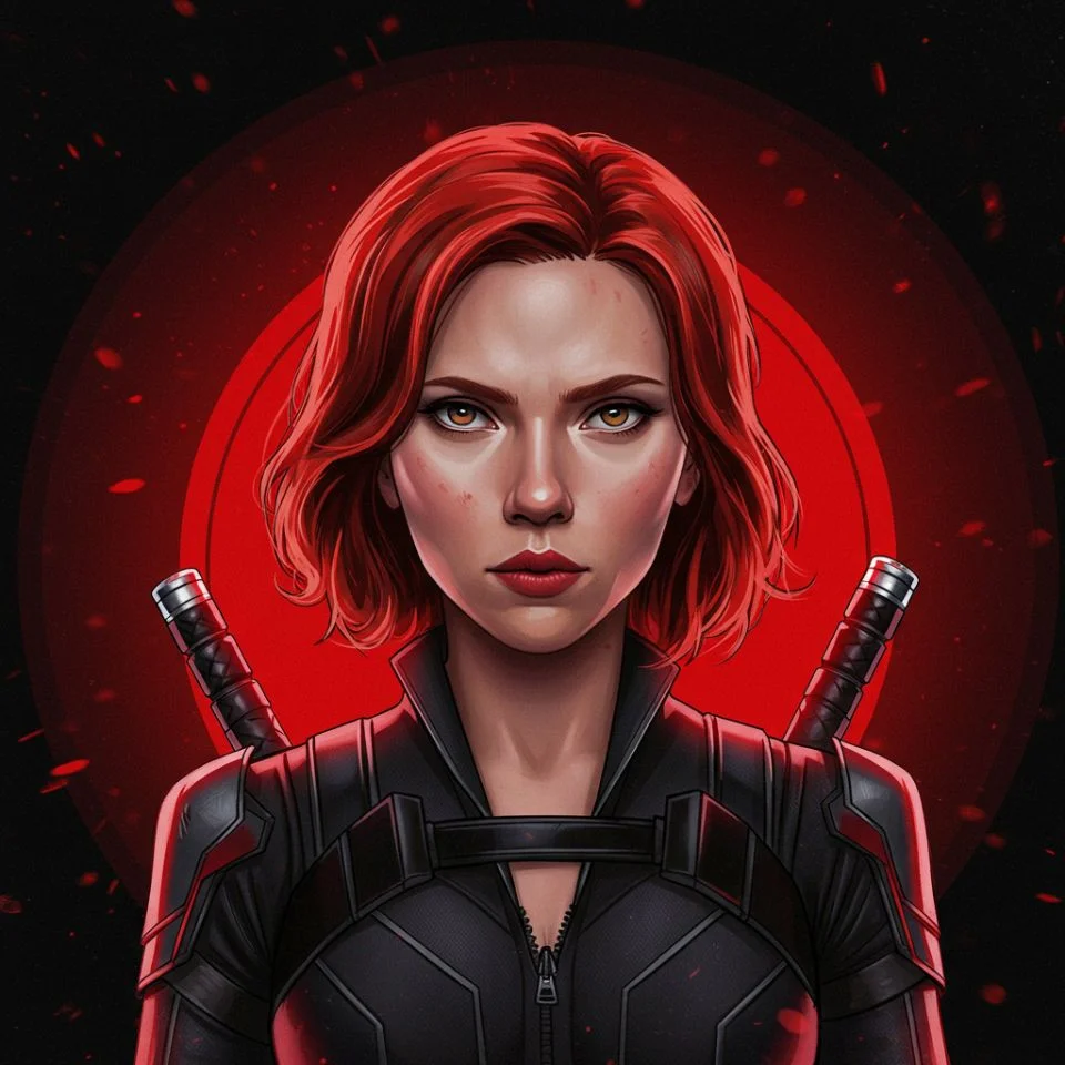black-widow-pfp Black Widow PFP — Marvel character portrait in red-black palette