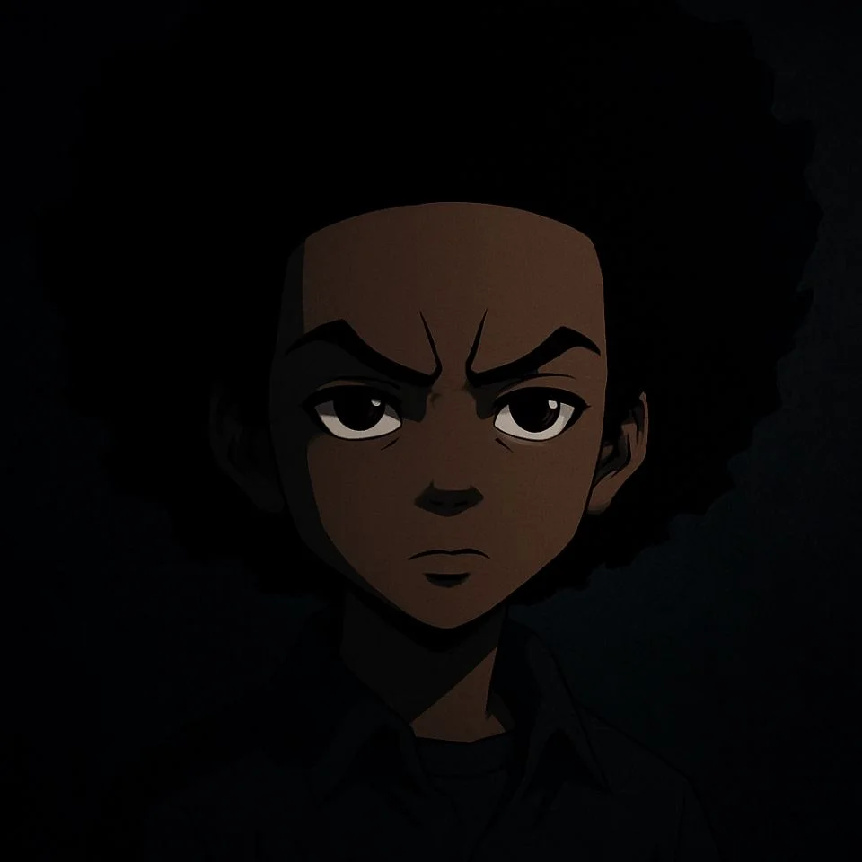 Huey Boondocks dark aesthetic close-up