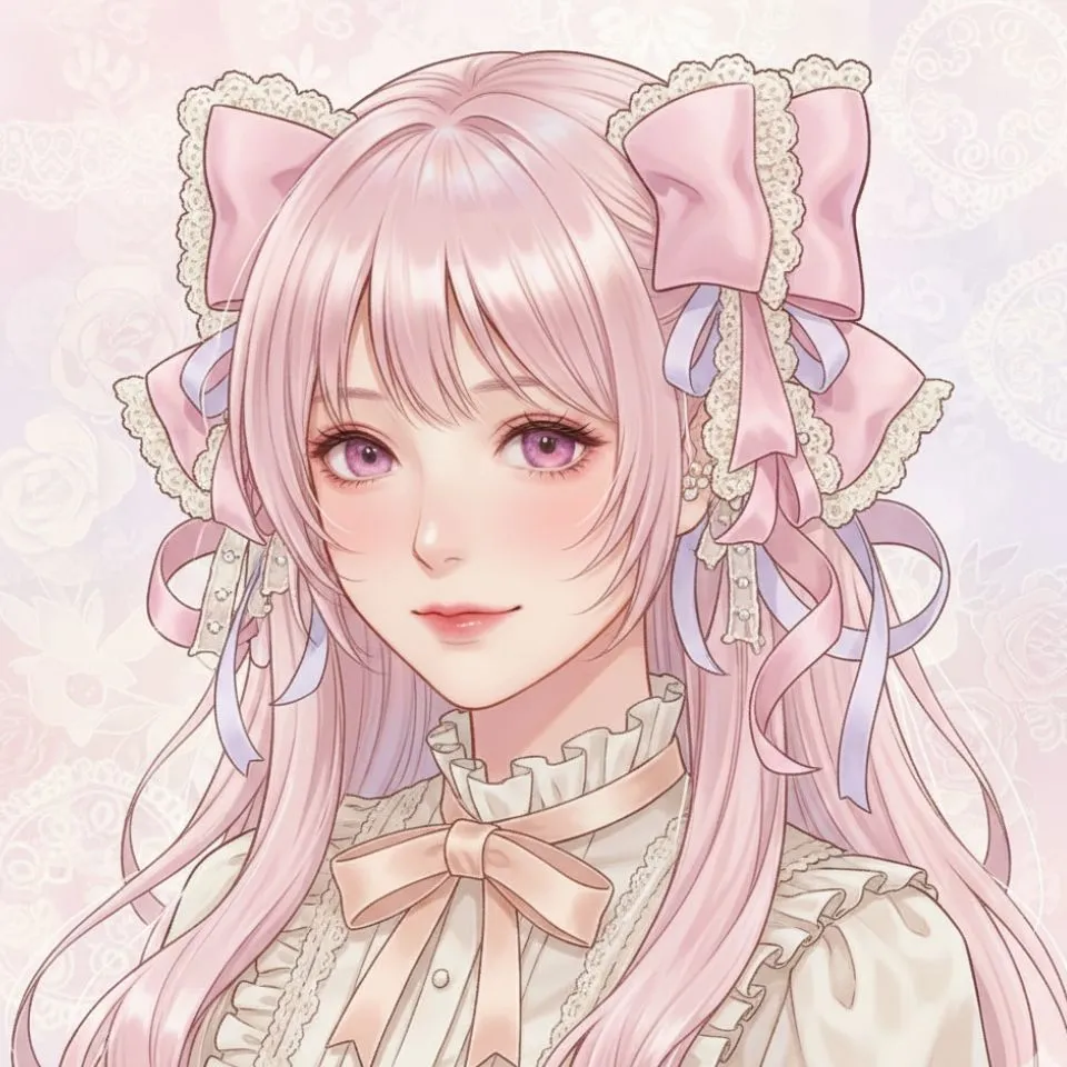 Pastel bow Coquette PFP with soft pink tones and ribbon detail