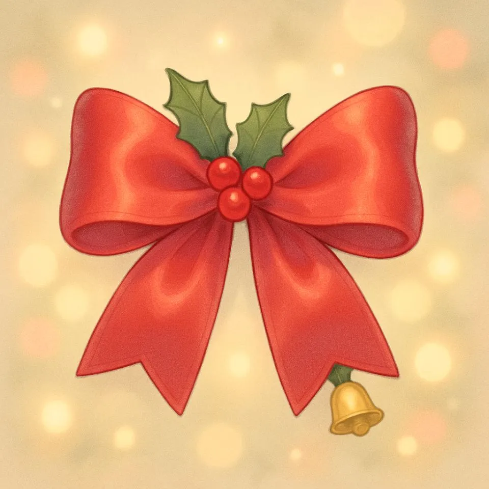 Christmas Coquette PFP with festive ribbon & soft lights