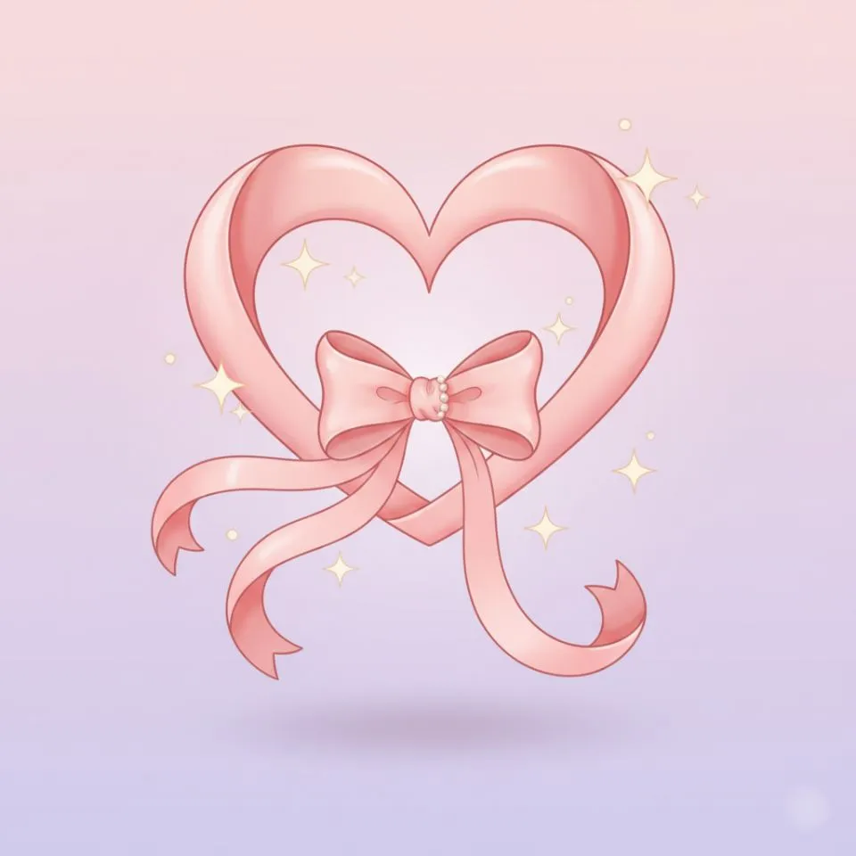 Pastel Coquette PFP with heart-shaped bow detail