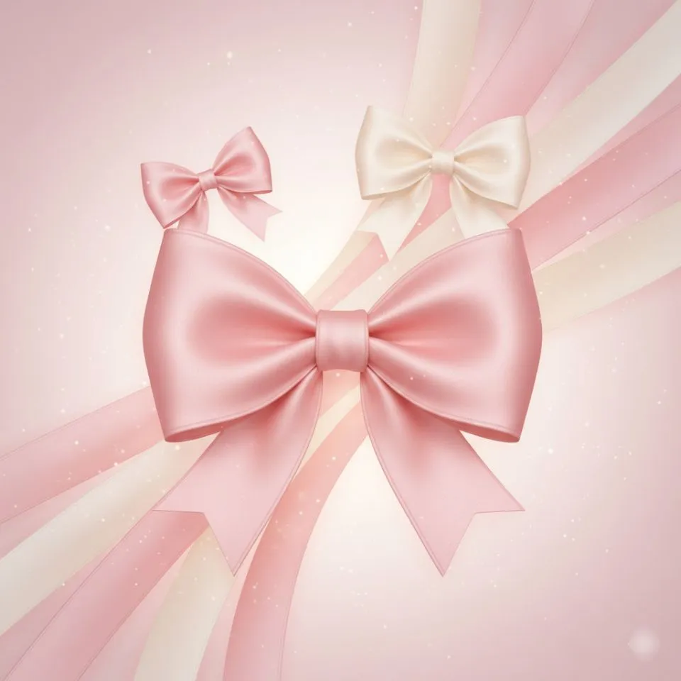 Coquette PFP with layered pastel ribbons and soft glow