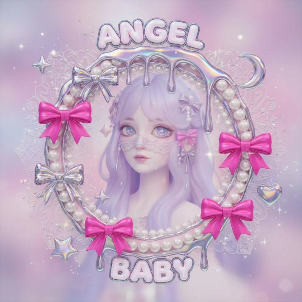 Y2K Coquette PFP with sparkly glitter and pastel tones