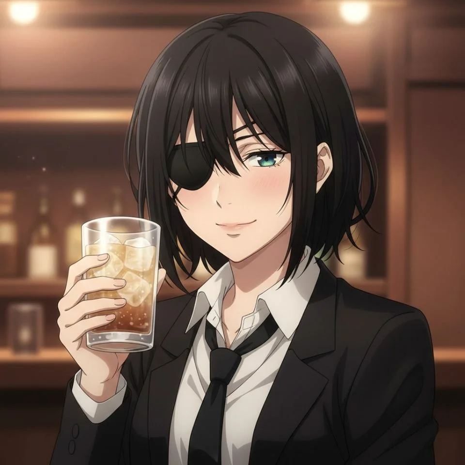 Himeno anime screenshot holding drink PFP