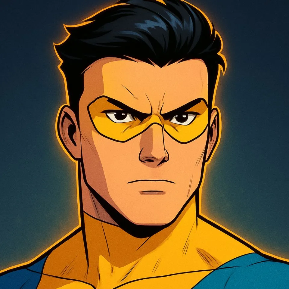close-up of Invincible’s face with determined expression