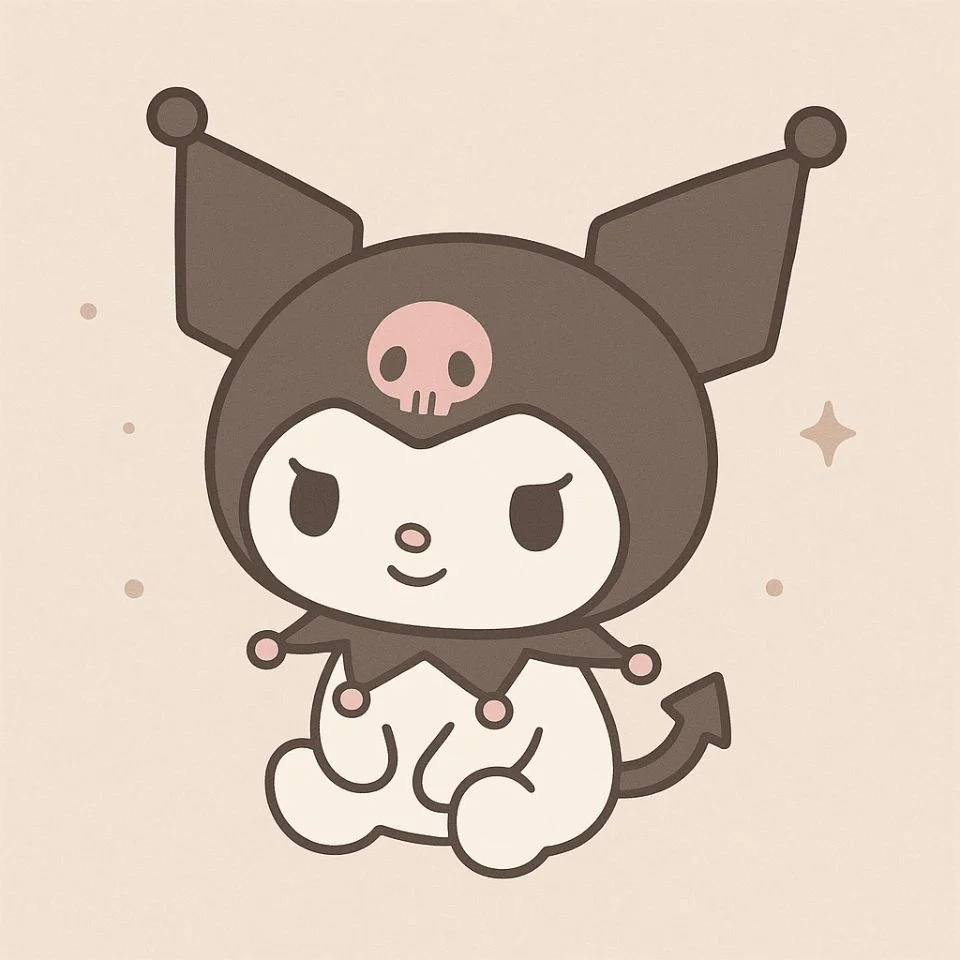 minimal aesthetic kuromi profile picture with soft tones