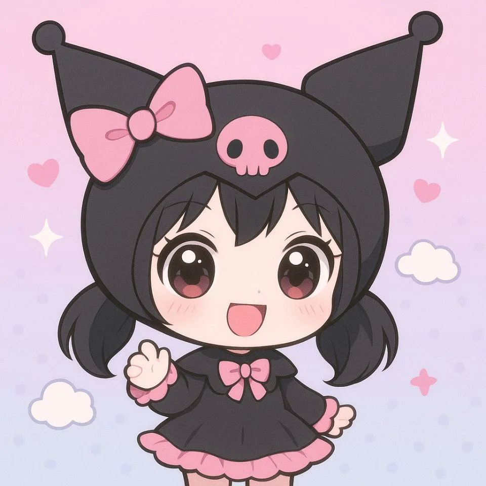chibi kuromi anime girl with pastel details