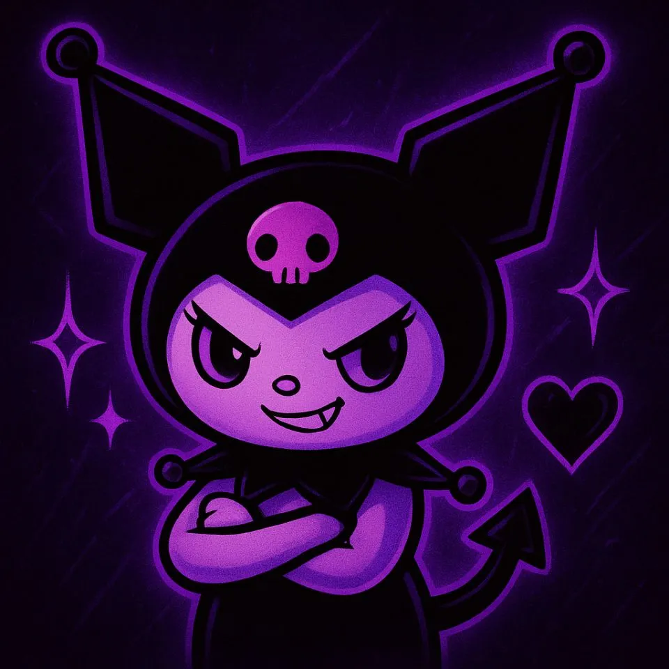 kuromi aesthetic pfp with deep dark purple accents