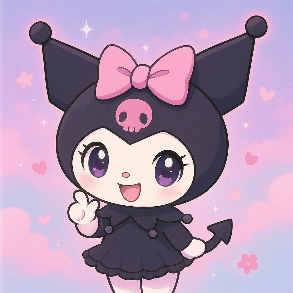 anime kuromi profile picture in pastel background