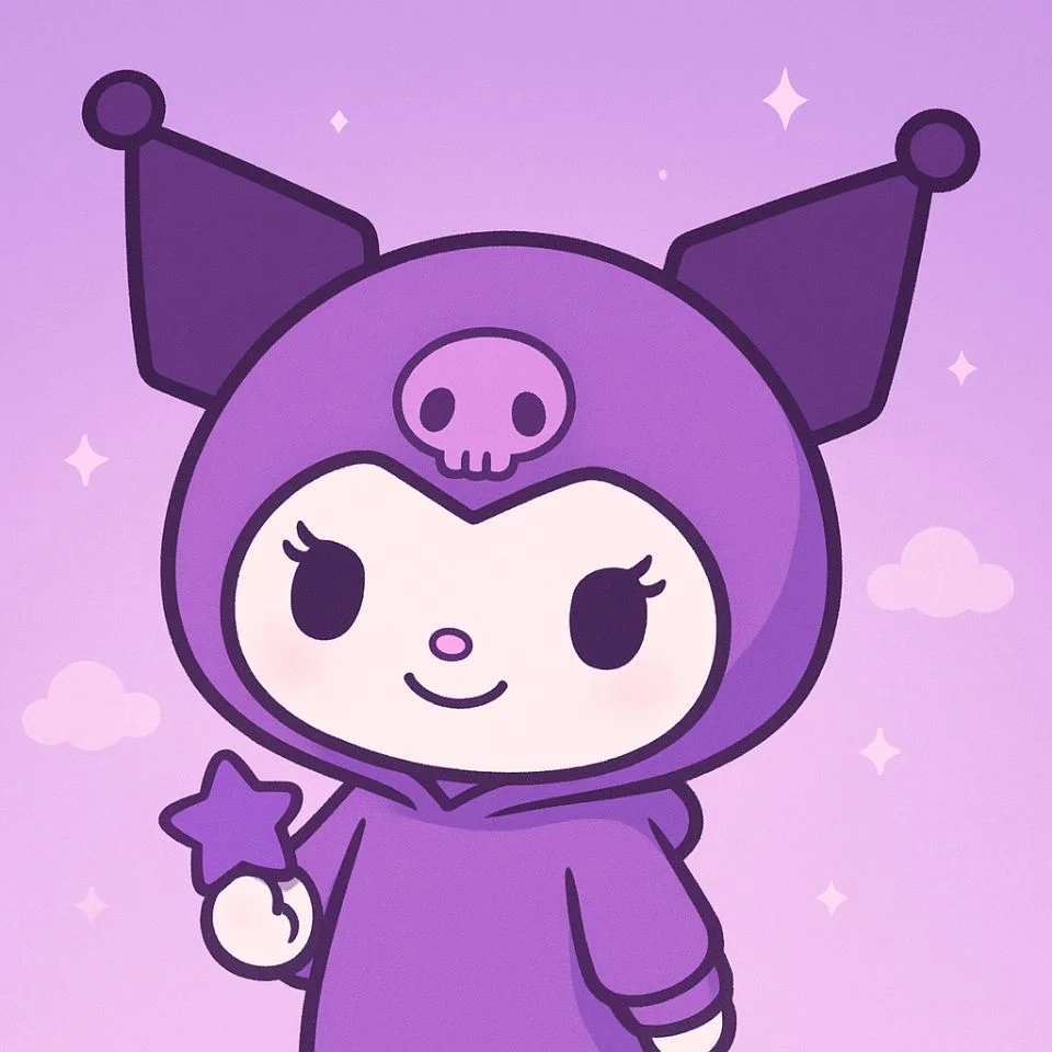 kuromi purple aesthetic profile picture with soft background