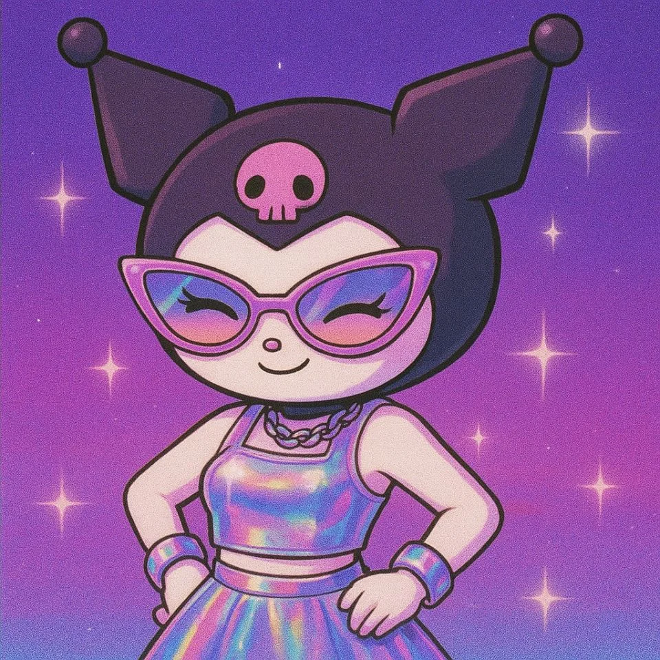 kuromi y2k profile picture with retro sparkles