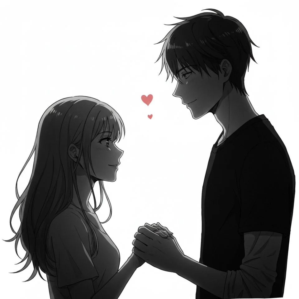 matching-black-and-white-couple-pfp Matching couple black and white PFP with romantic pose