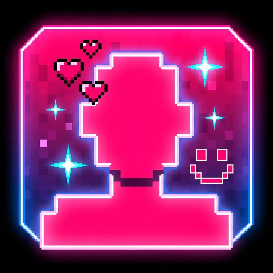 retro pixel art icon in hot pink Y2K style