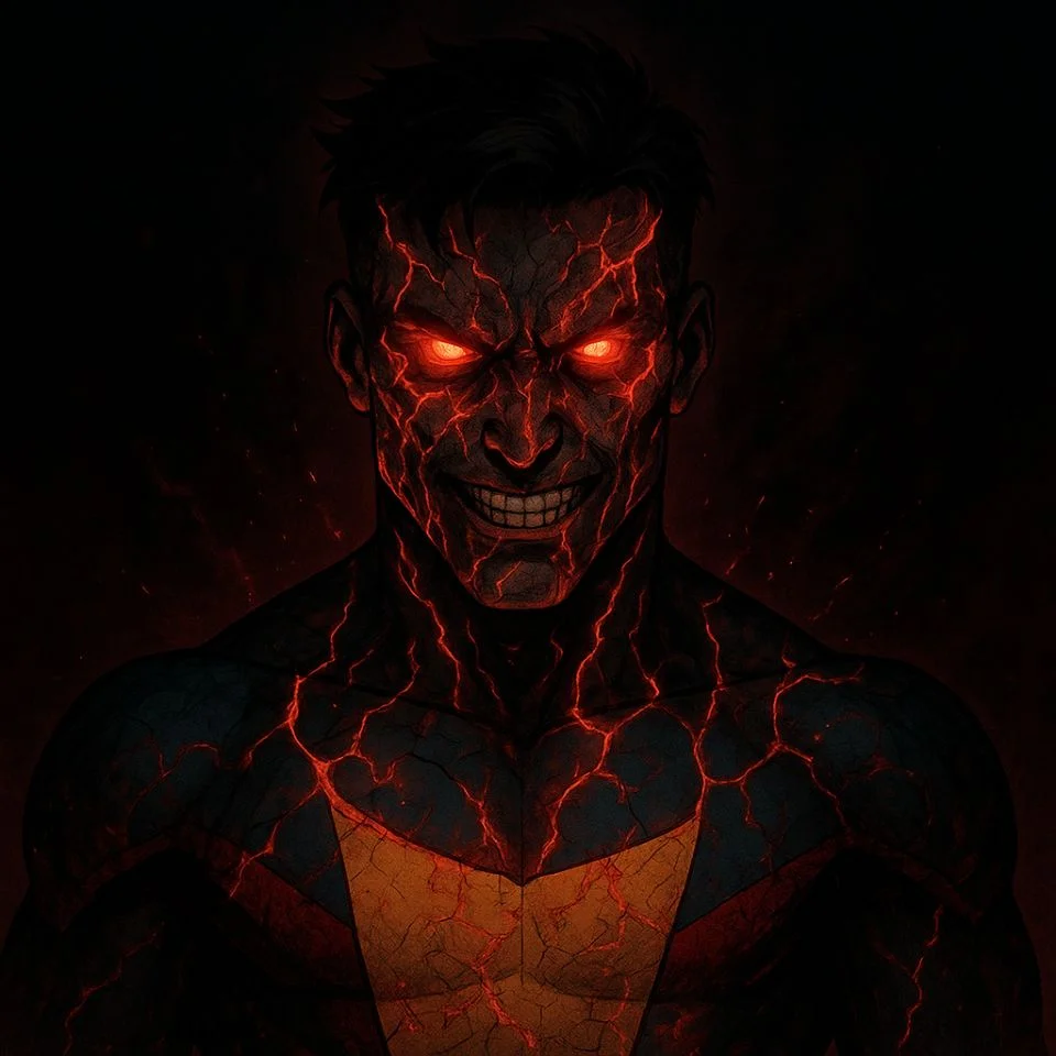 corrupted Invincible variant with cracks of red energy