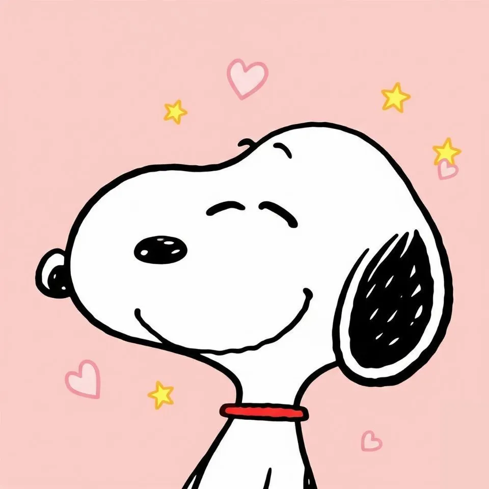 Snoopy smiling with cute cartoon expression