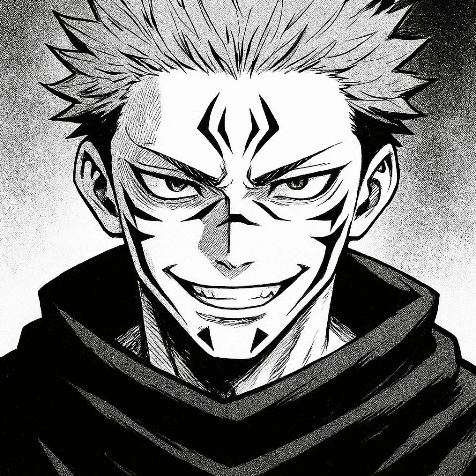 sukuna-black-white-pfp Sukuna black-and-white manga PFP panel