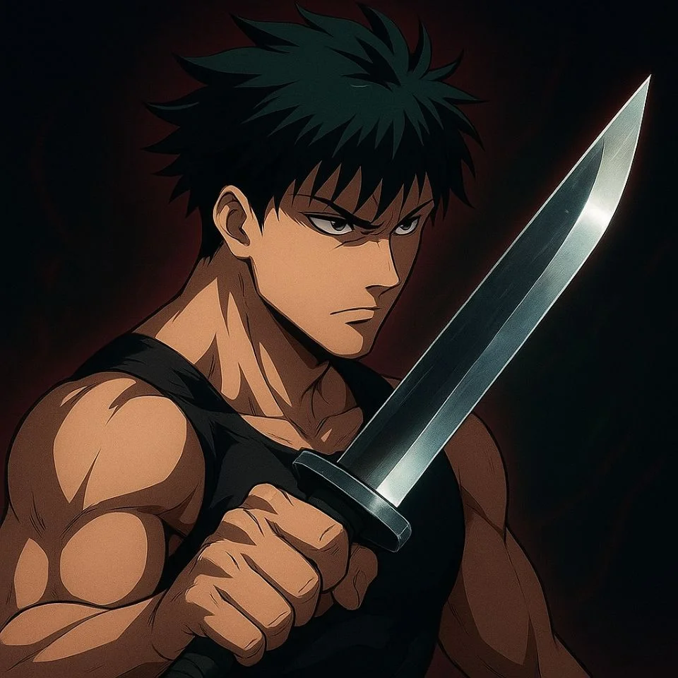 Toji anime with blade PFP scene