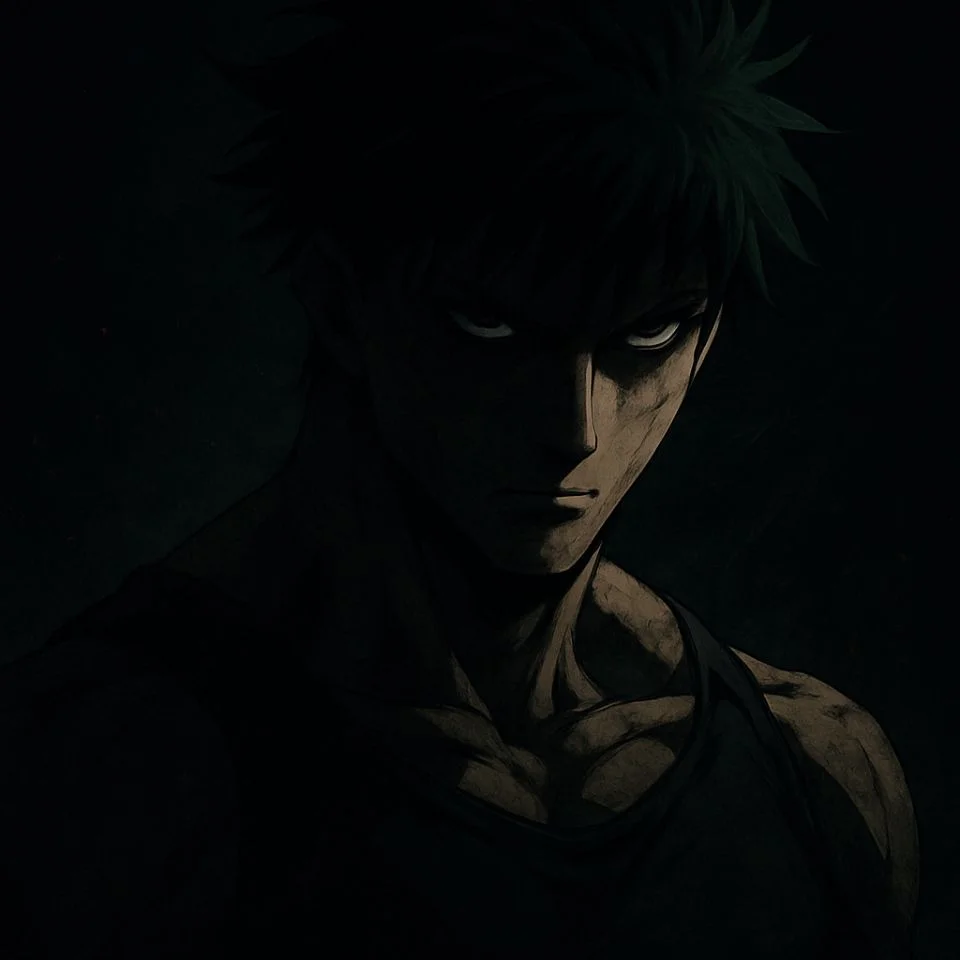 Dark-toned Toji anime PFP with shadows
