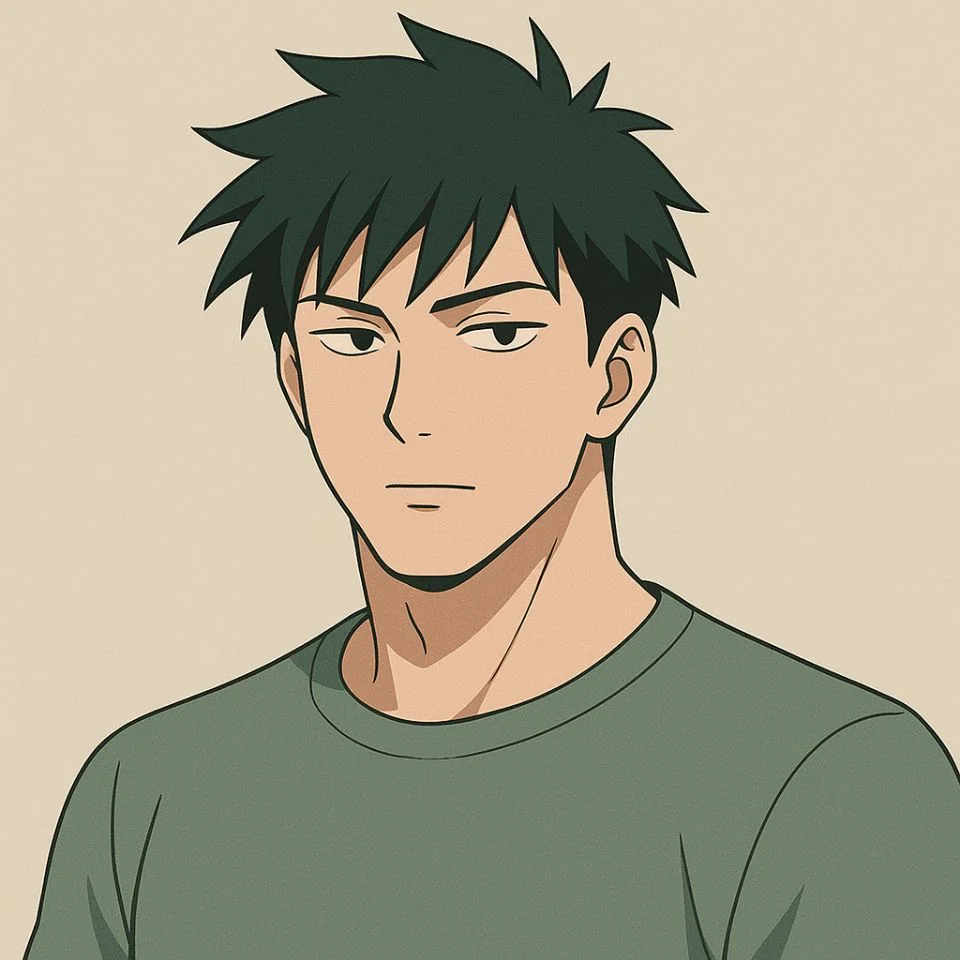 Minimalist anime Toji PFP with soft colors