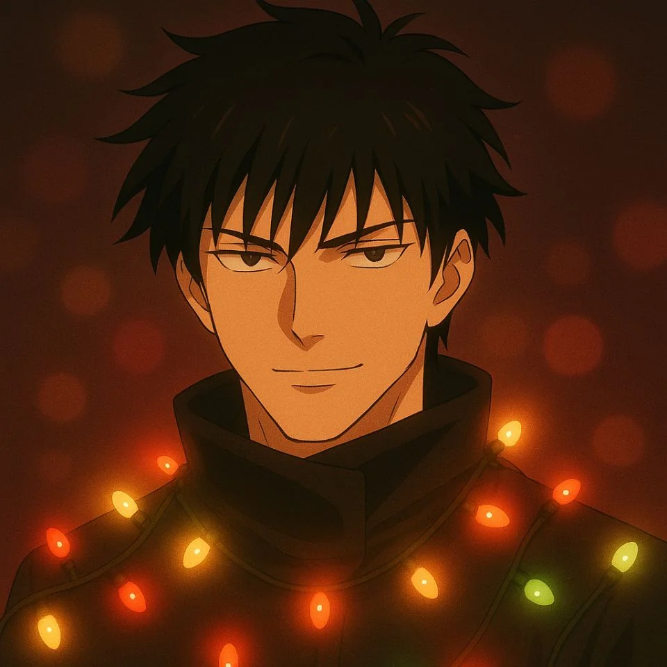 Toji holiday PFP with glowing lights
