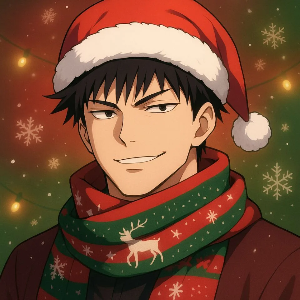 Toji Christmas themed PFP with festive elements