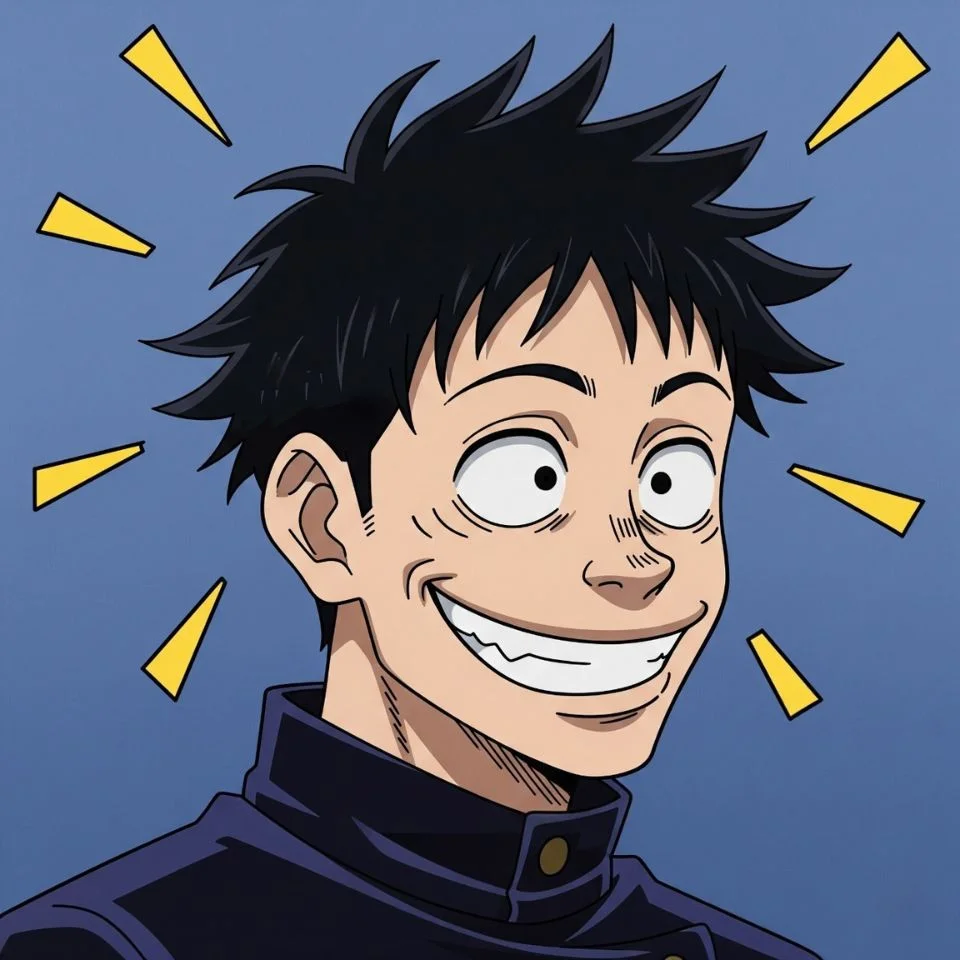 Meme-style Toji funny PFP with exaggerated face