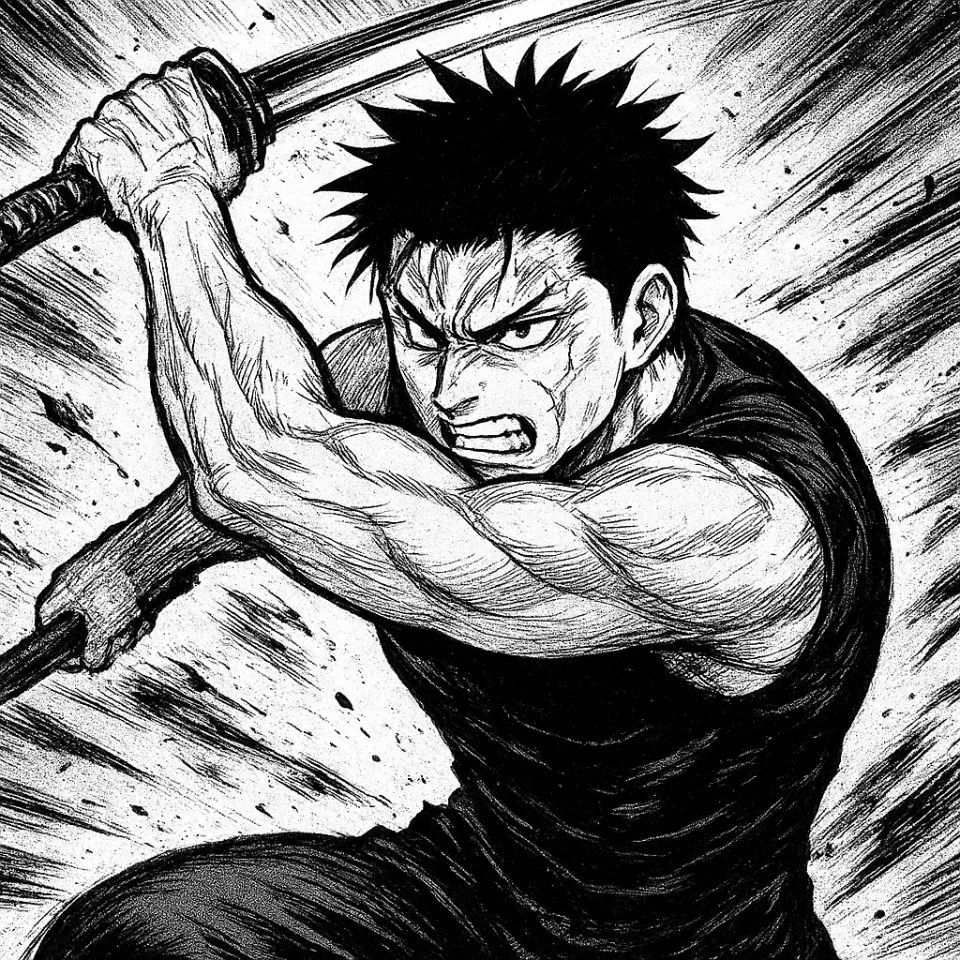 Toji manga action panel PFP mid-battle