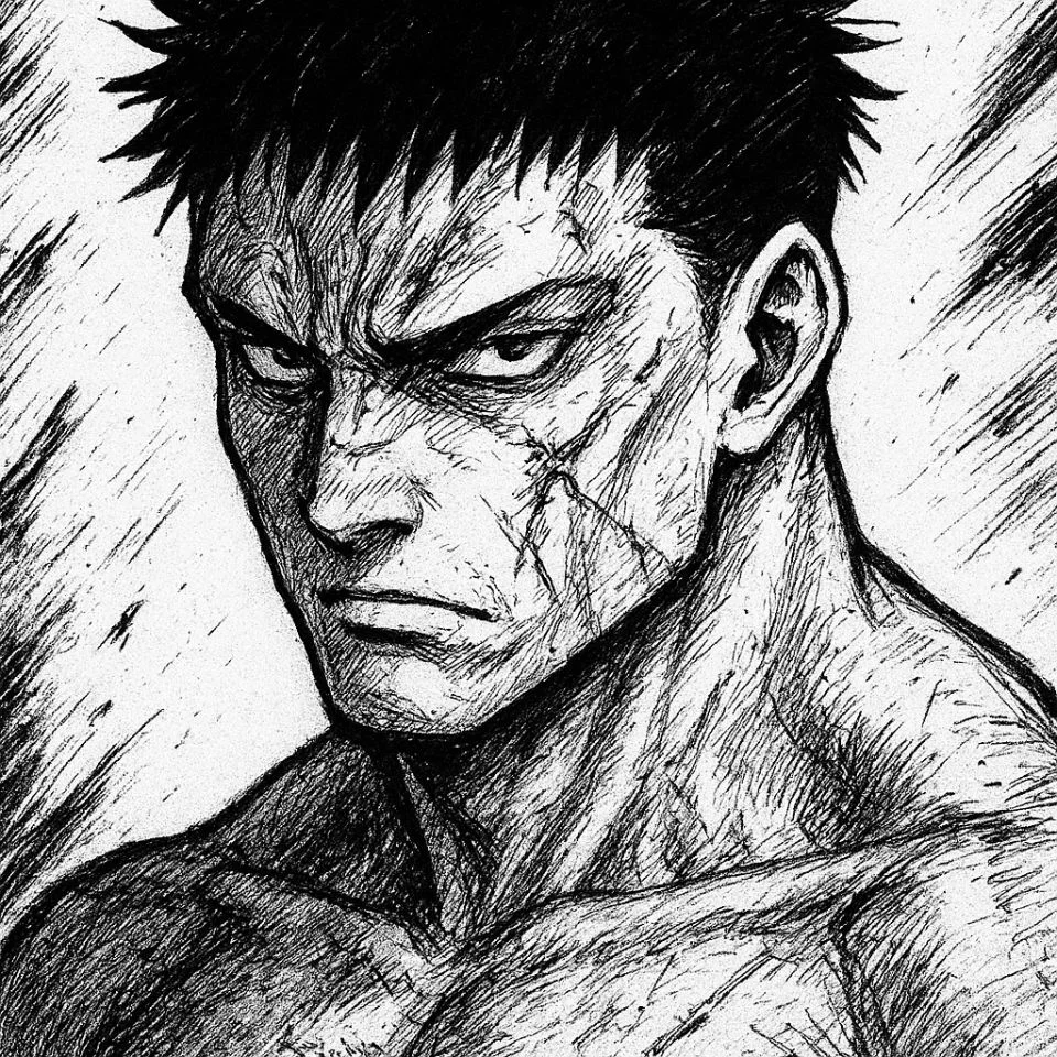 Toji gritty manga PFP with scar details