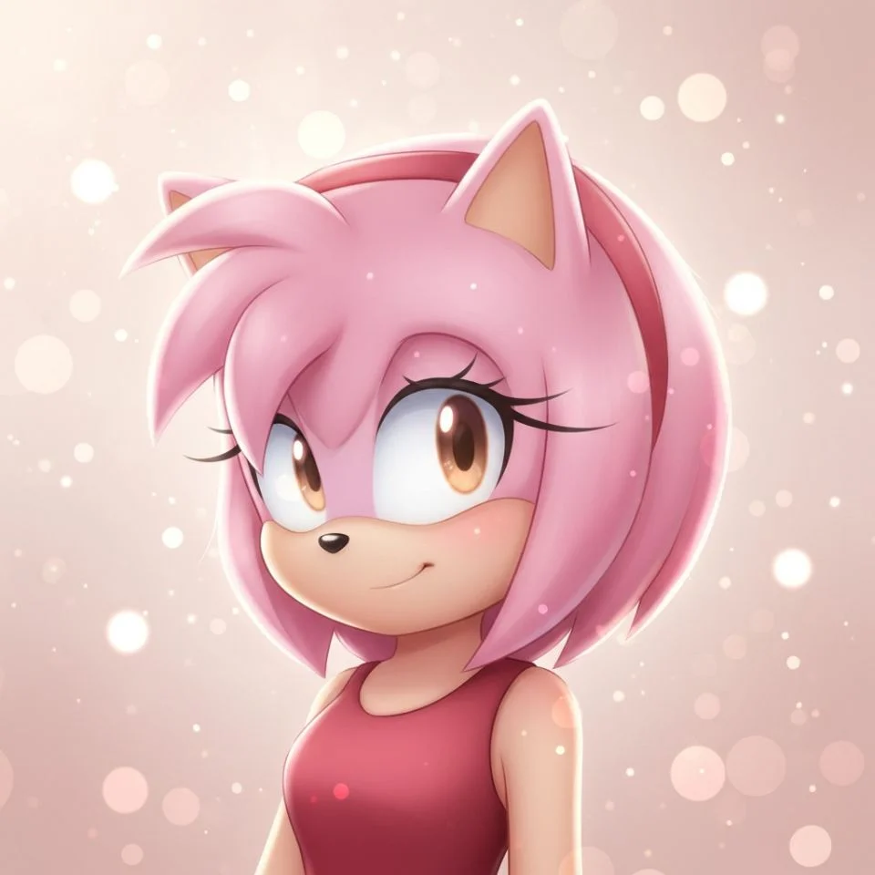 Amy Rose aesthetic PFP with soft focus and bokeh lights.