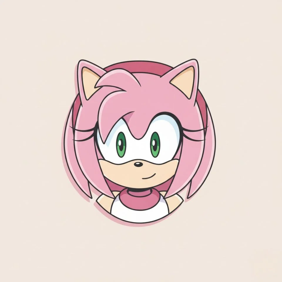Minimalist Amy Rose PFP with flat pastel background.