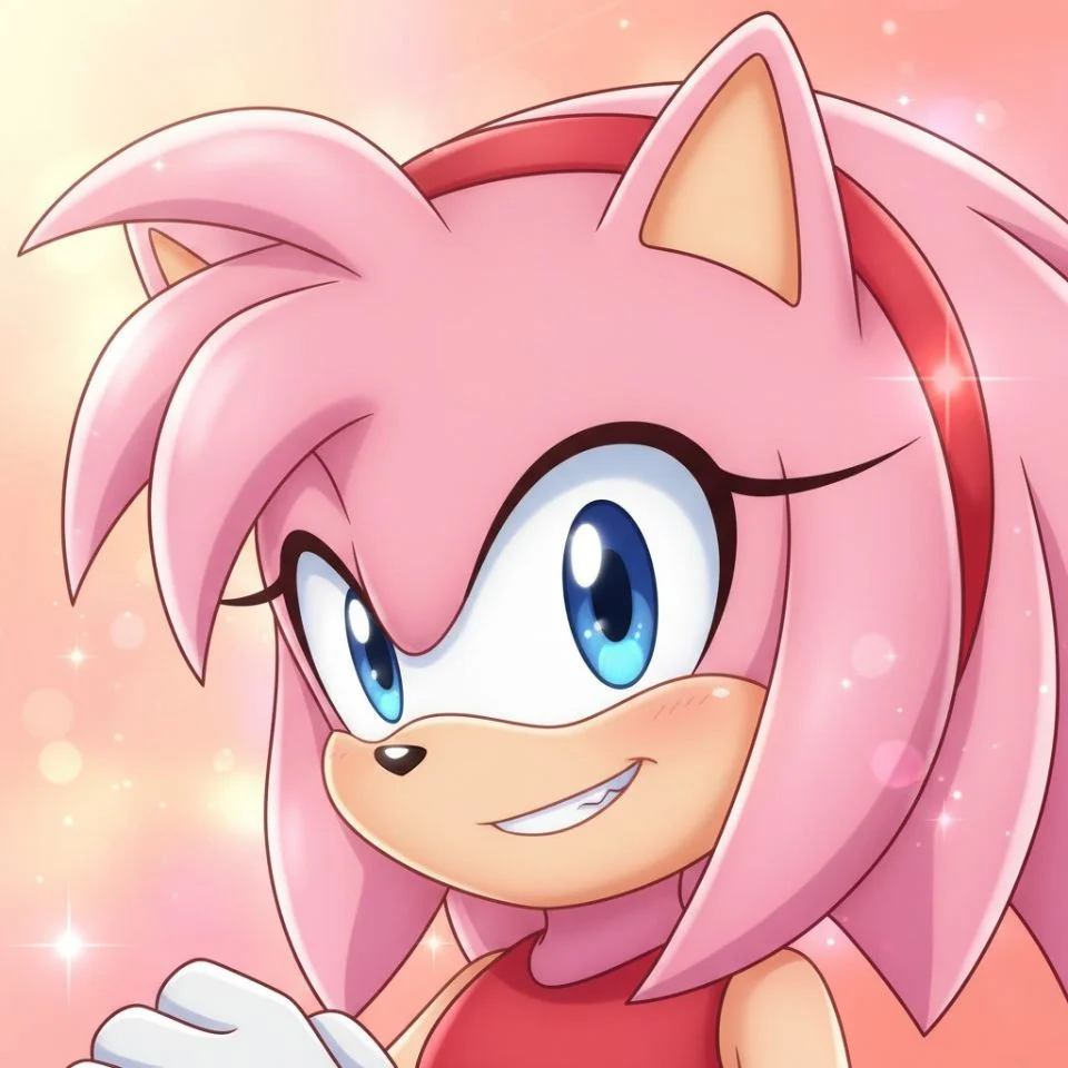 Anime-style Amy Rose winking close-up PFP.