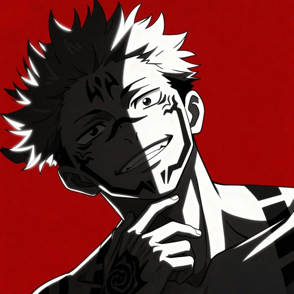 Close-up anime Sukuna PFP from Jujutsu Kaisen.