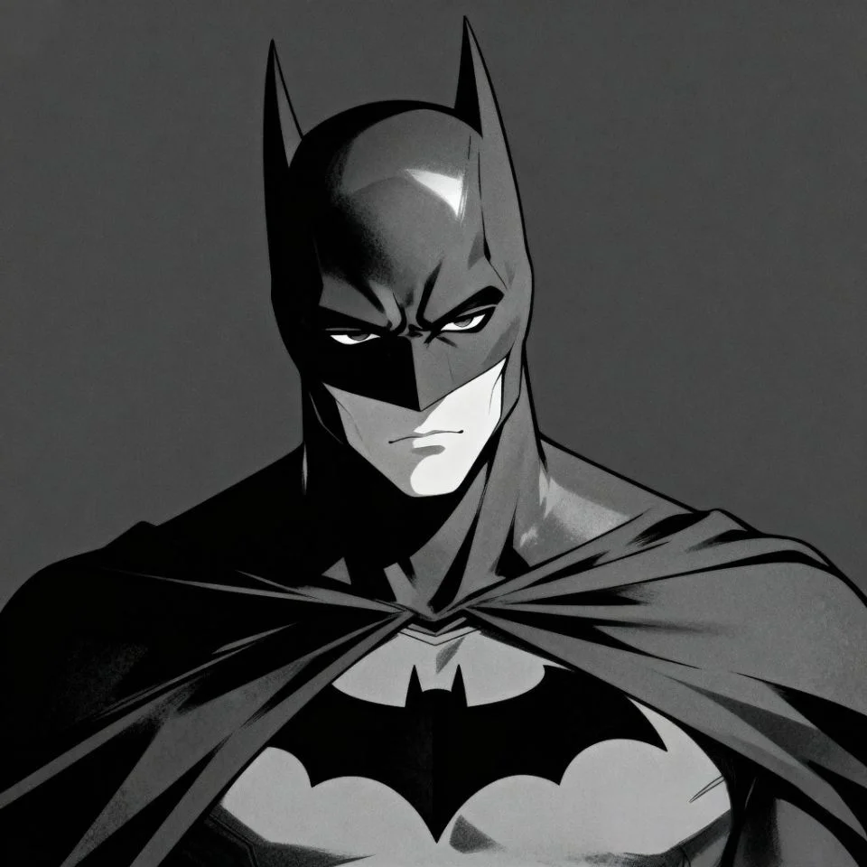 Gray-tone Batman aesthetic PFP with balanced light