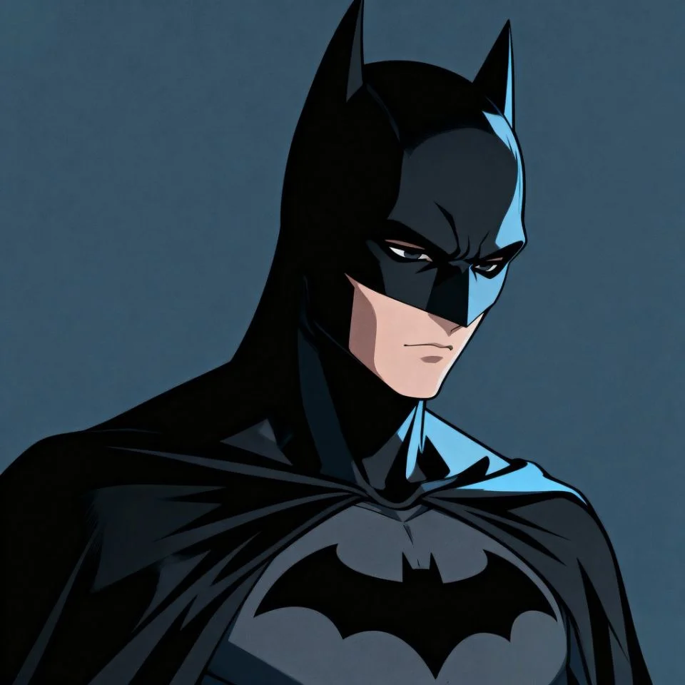 Minimal aesthetic Batman PFP with soft shadows