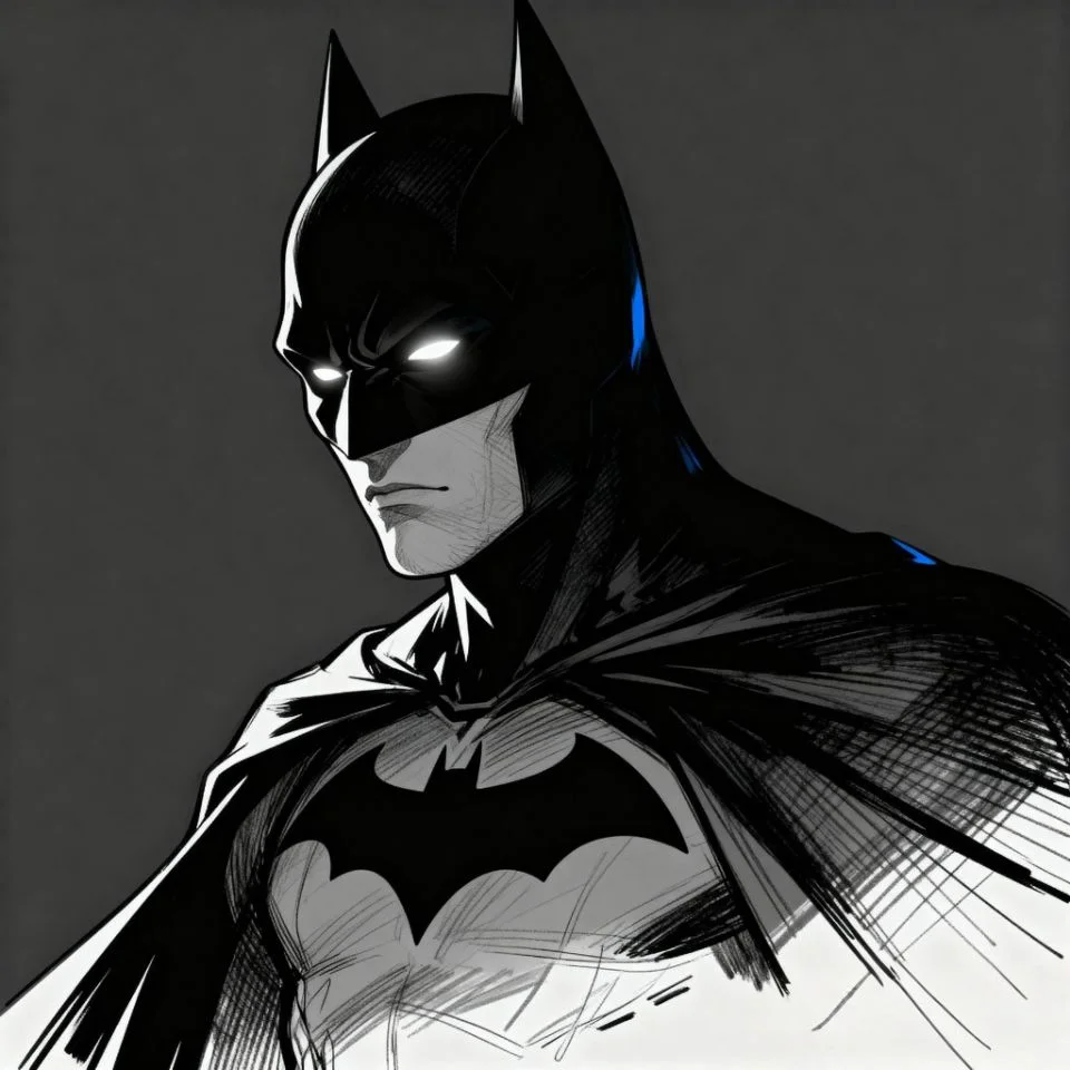 Sketch-style Batman aesthetic PFP with fine lines