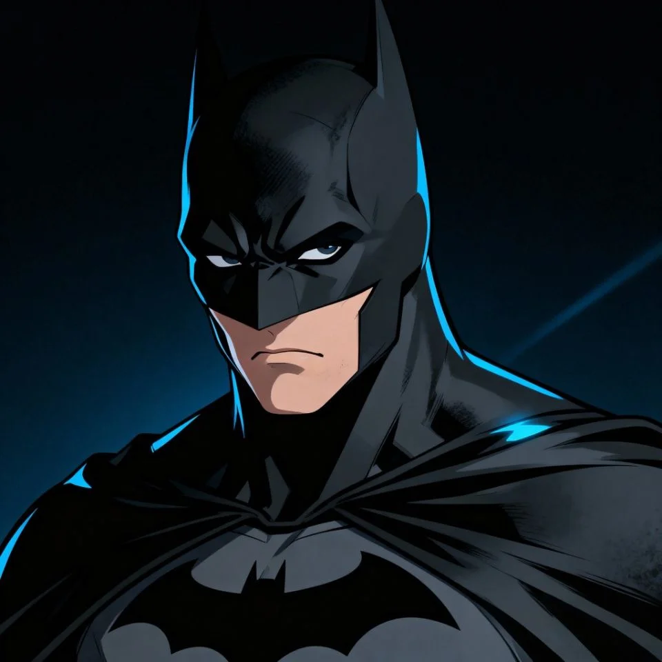 Close-up anime Batman PFP with focused gaze