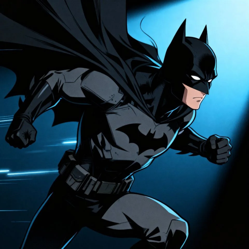 Anime Batman PFP in action pose with dynamic motion