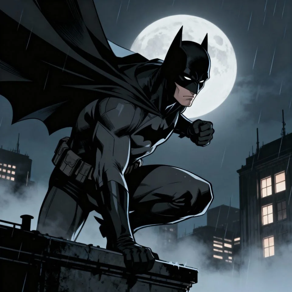 Anime Batman PFP with night city background