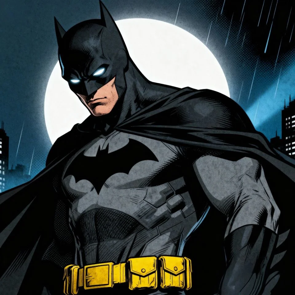 Classic comic-style Batman PFP with bold ink lines