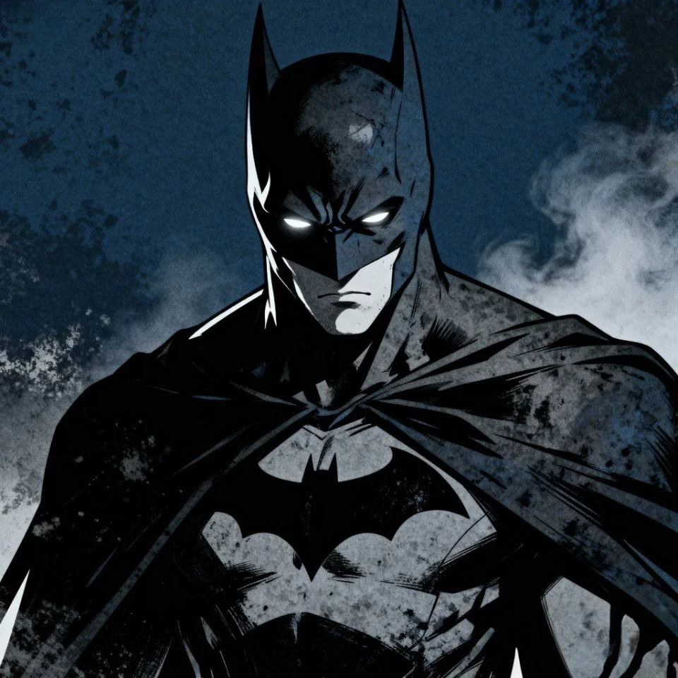 Grunge dark Batman PFP with textured overlay