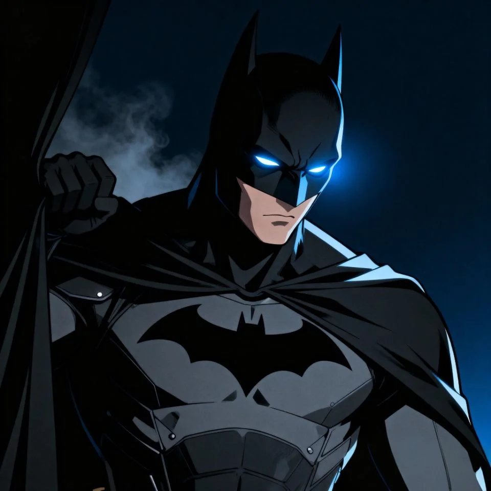 Dark Batman PFP hidden in shadows with glowing eyes